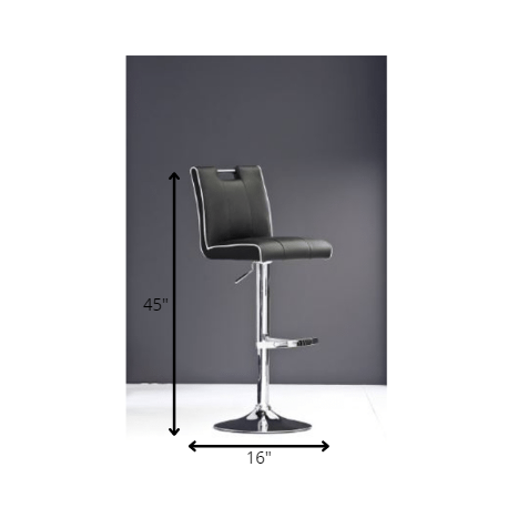 HomeRoots 45" Black Eco Leather And Steel Bar Stool