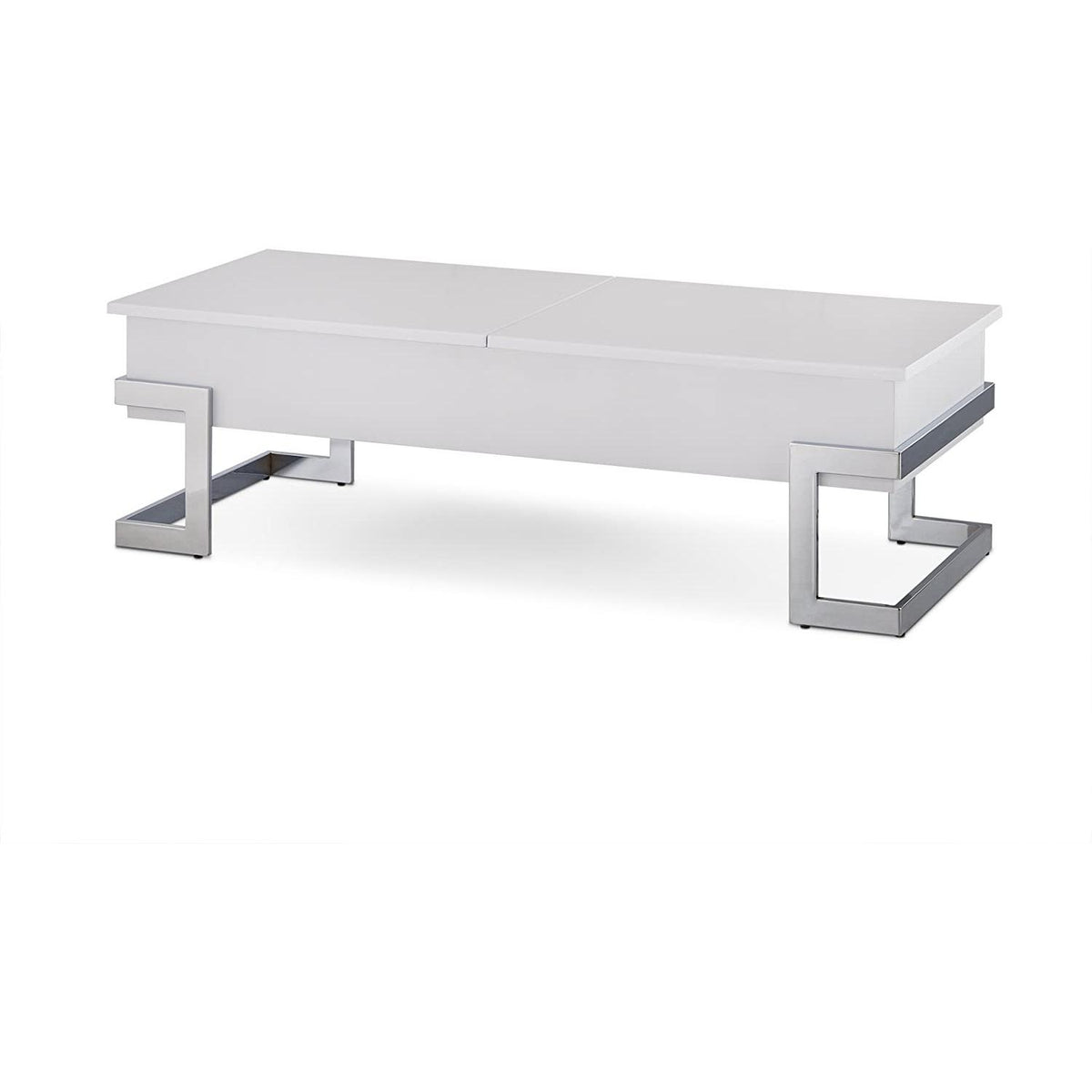 HomeRoots 47' x 20' x 14' White And Chrome Particle Board Coffee Table