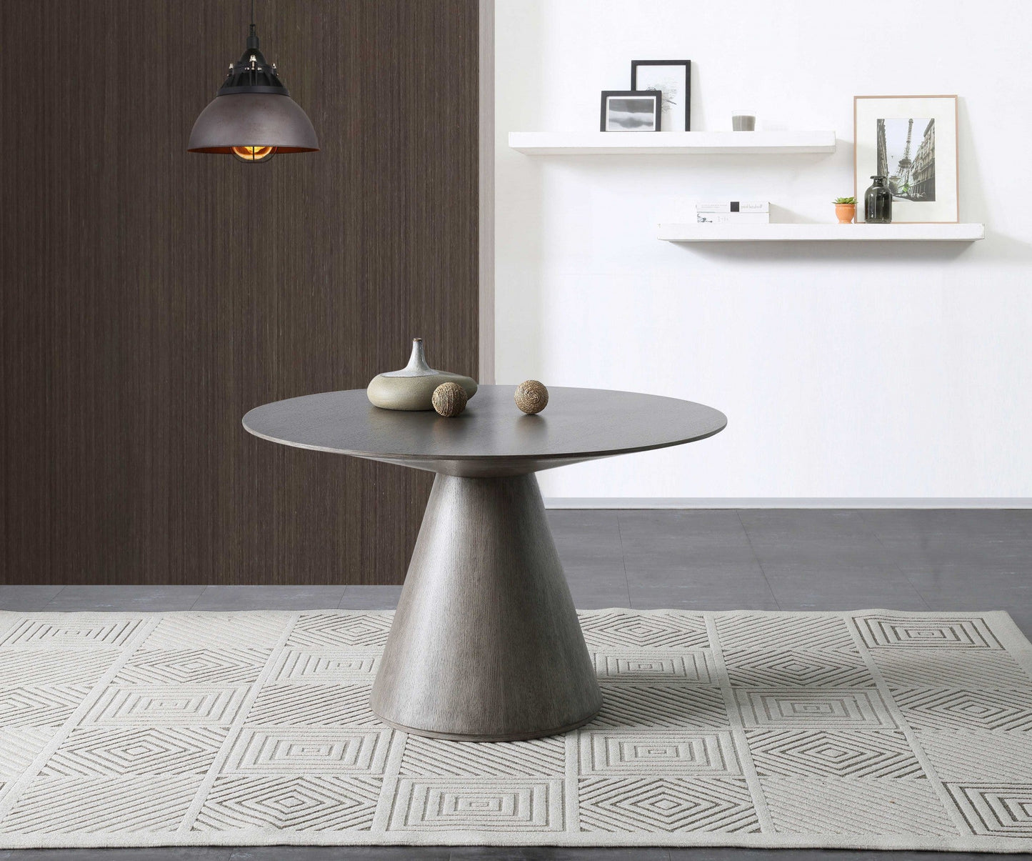 HomeRoots 47 x 47 x 30 Gray Oak Veneer Dining Table