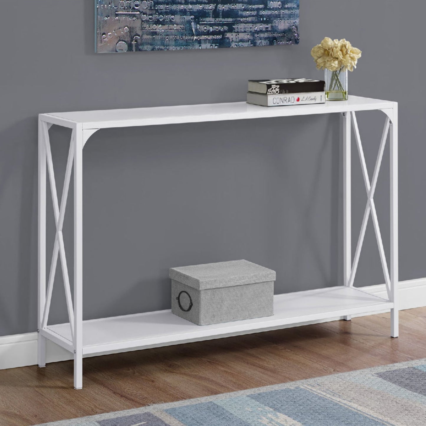 HomeRoots 48" Console Table With Storage in White Finish