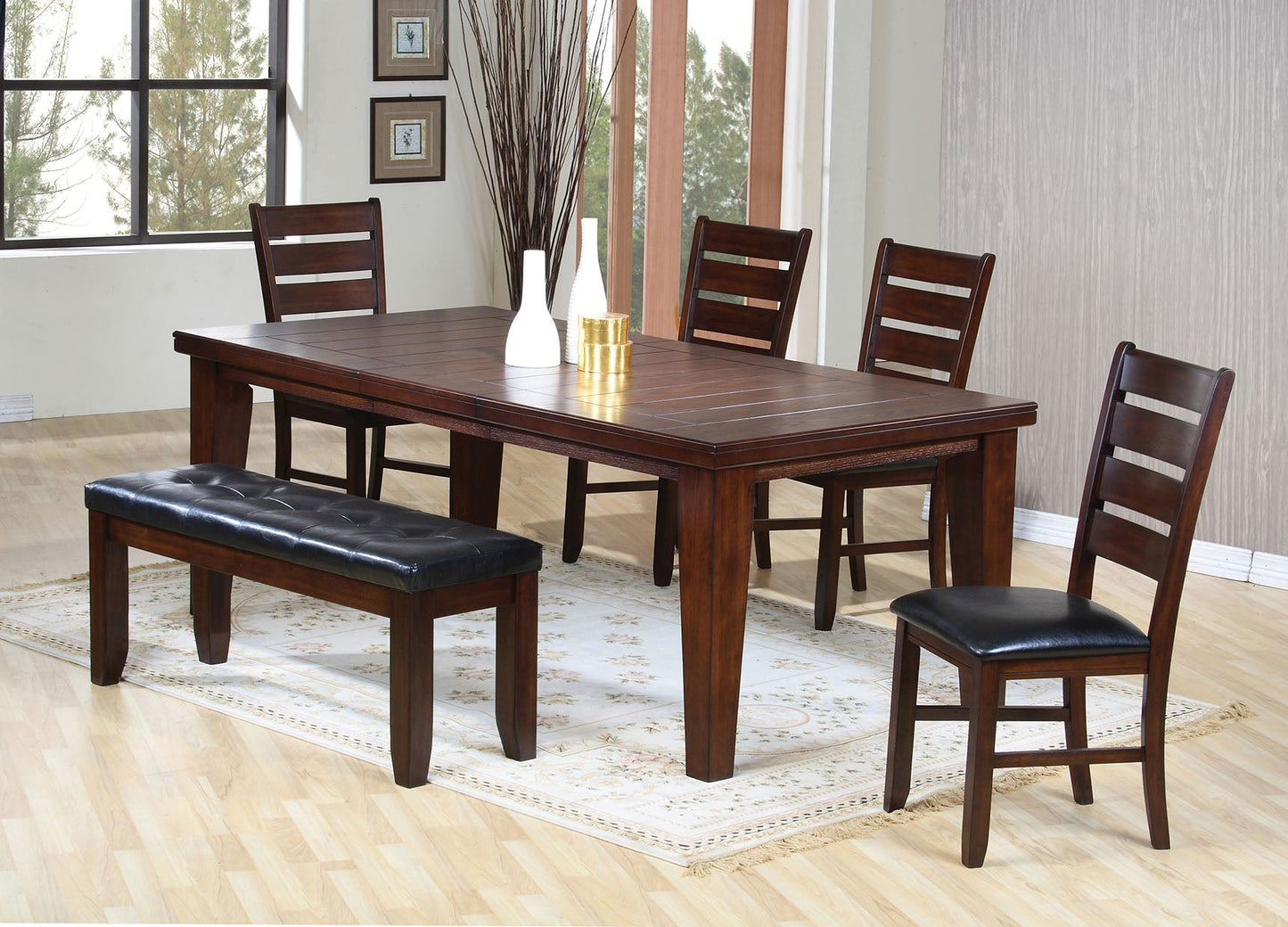 HomeRoots 48" Extendable Dining Table in Dark Brown Finish