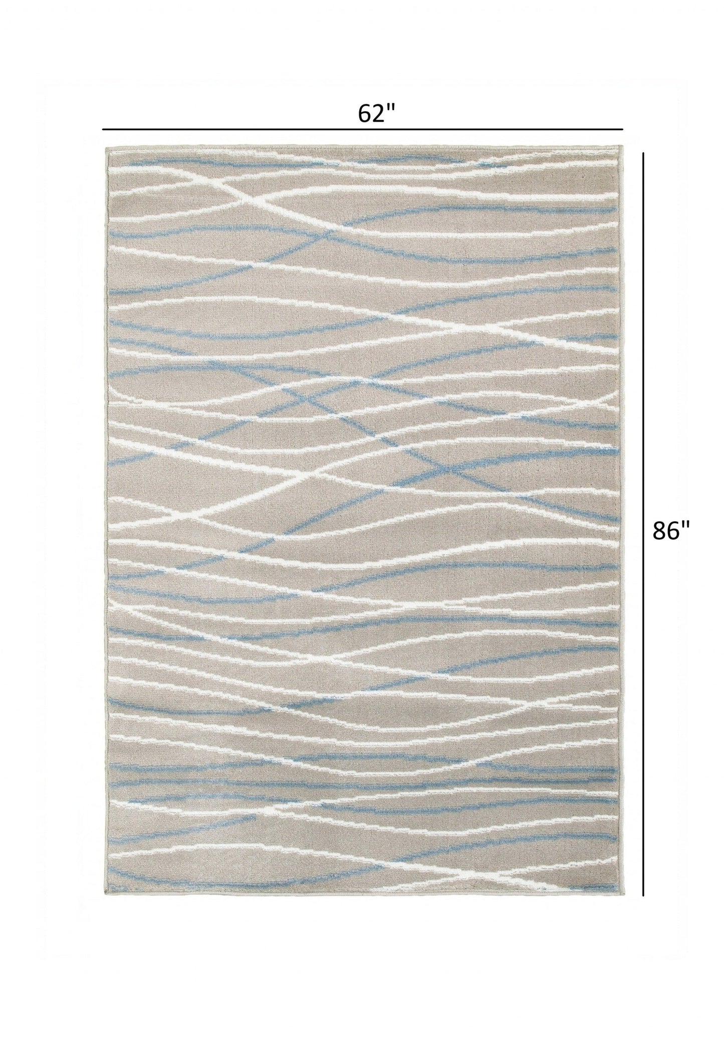 HomeRoots 5’ x 7’ Contemporary Waves Area Rug in Gray Finish