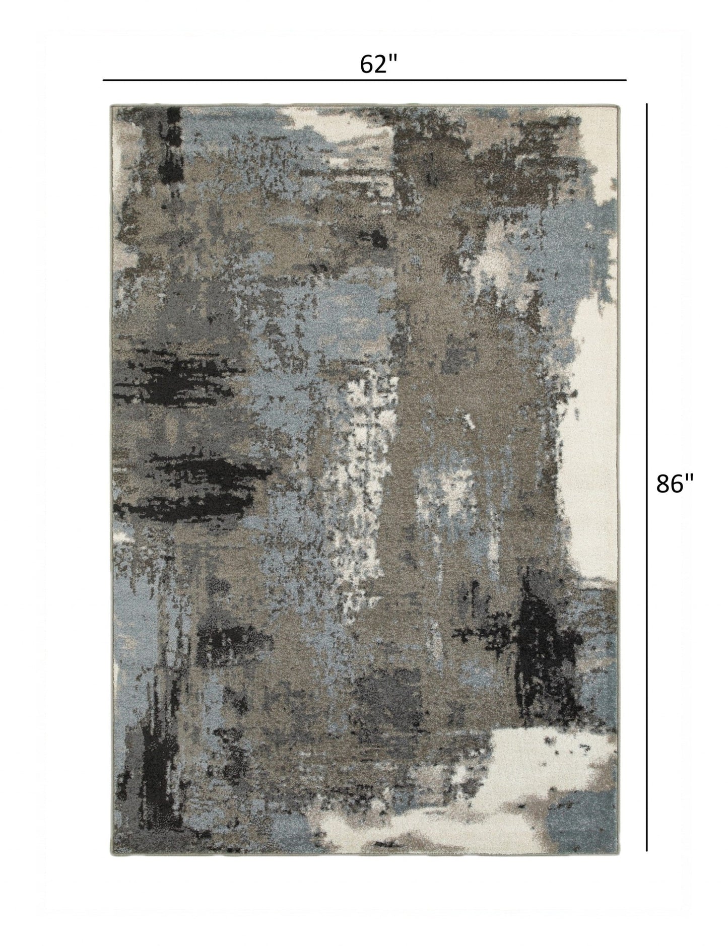HomeRoots 5' x 7' Gray Abstract Smudge Area Rug
