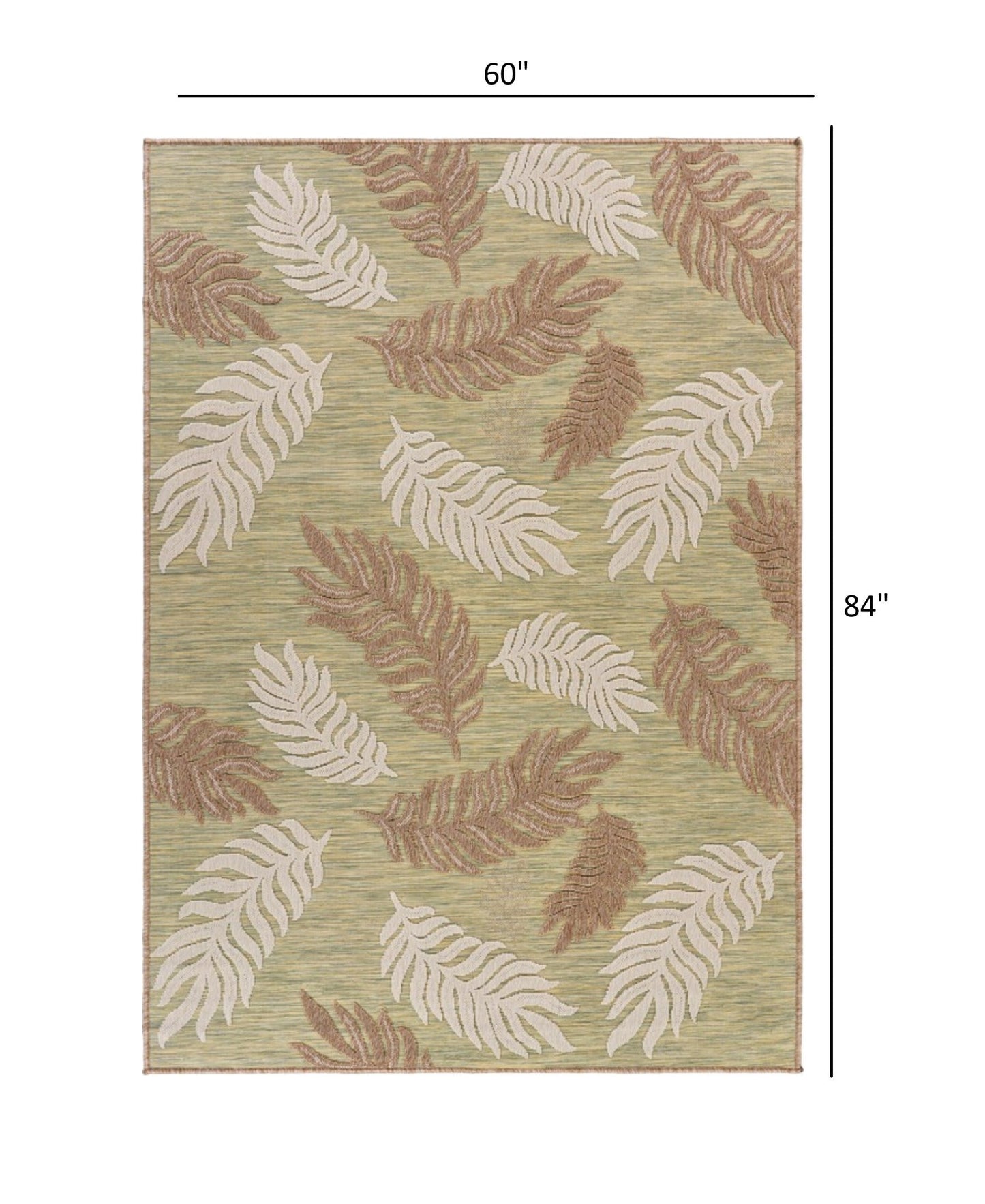 HomeRoots 5' x 7' Tan Tropical Sprigs Indoor Outdoor Area Rug
