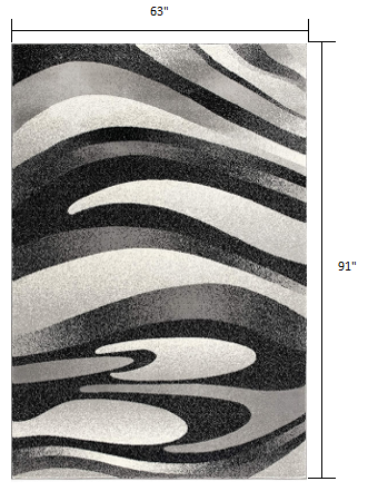 HomeRoots 5' x 8' Black and Gray Abstract Marble Area Rug