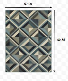 HomeRoots 5' x 8' Blue Grey Machine Woven Geometric Indoor Area Rug