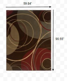 HomeRoots 5' x 8' Brown and Red Abstract Area Rug