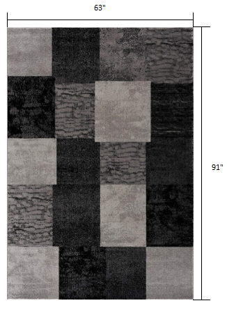 HomeRoots 5' x 8' Gray Geometric Blocks Area Rug