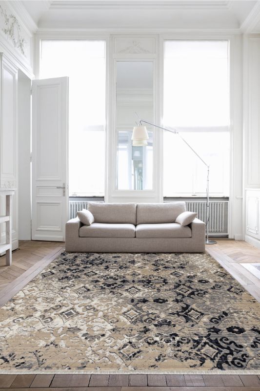 HomeRoots 5' x 8' Ivory Beige Machine Woven Distressed Traditional Indoor Area Rug