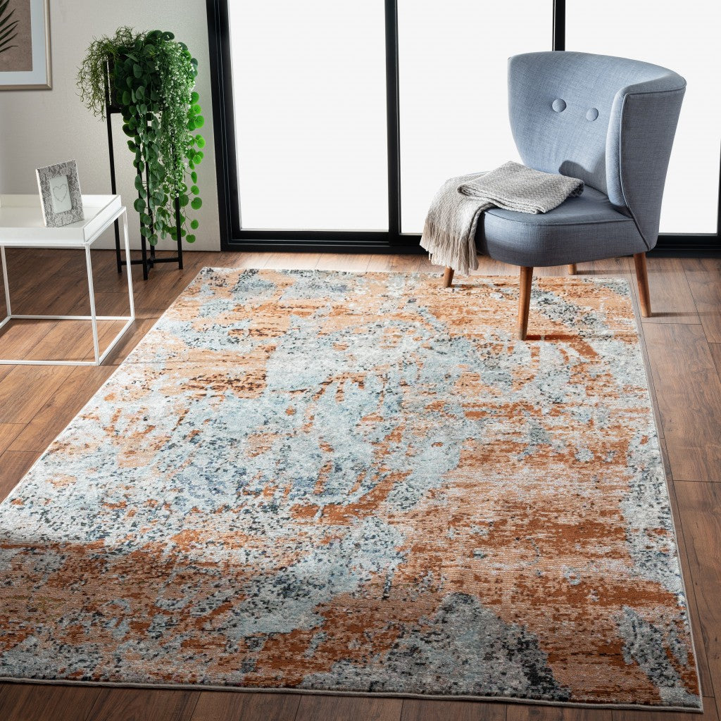 HomeRoots 5' x 8' Rustic Brown Abstract Area Rug
