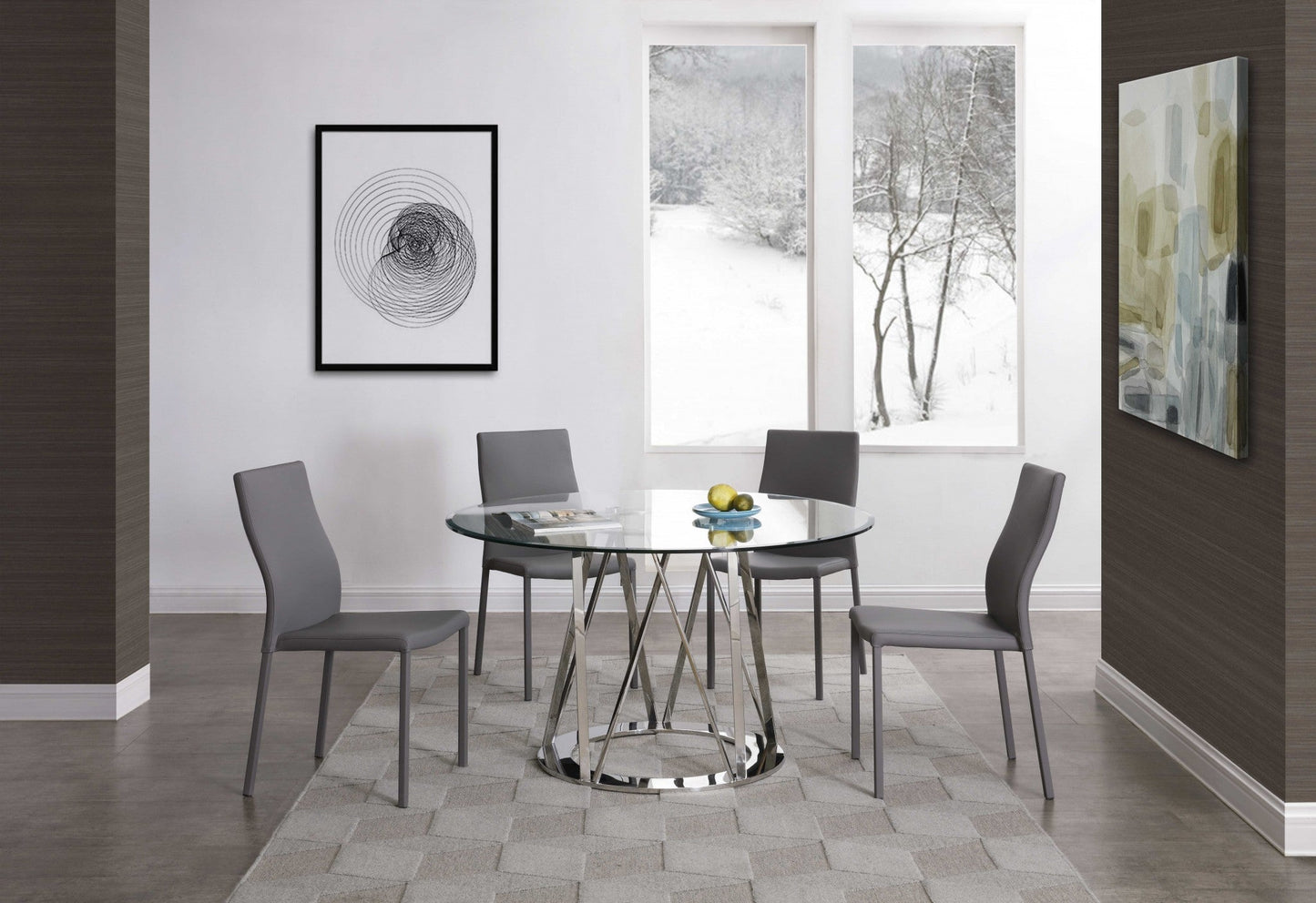 HomeRoots 51 x 51 x 29 Clear Glass Round Dining Table