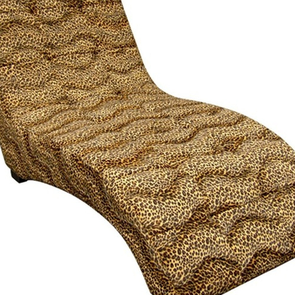 HomeRoots 52" Faux Suede Curved Chaise Lounge Accent Chair With Leopard Print Finish