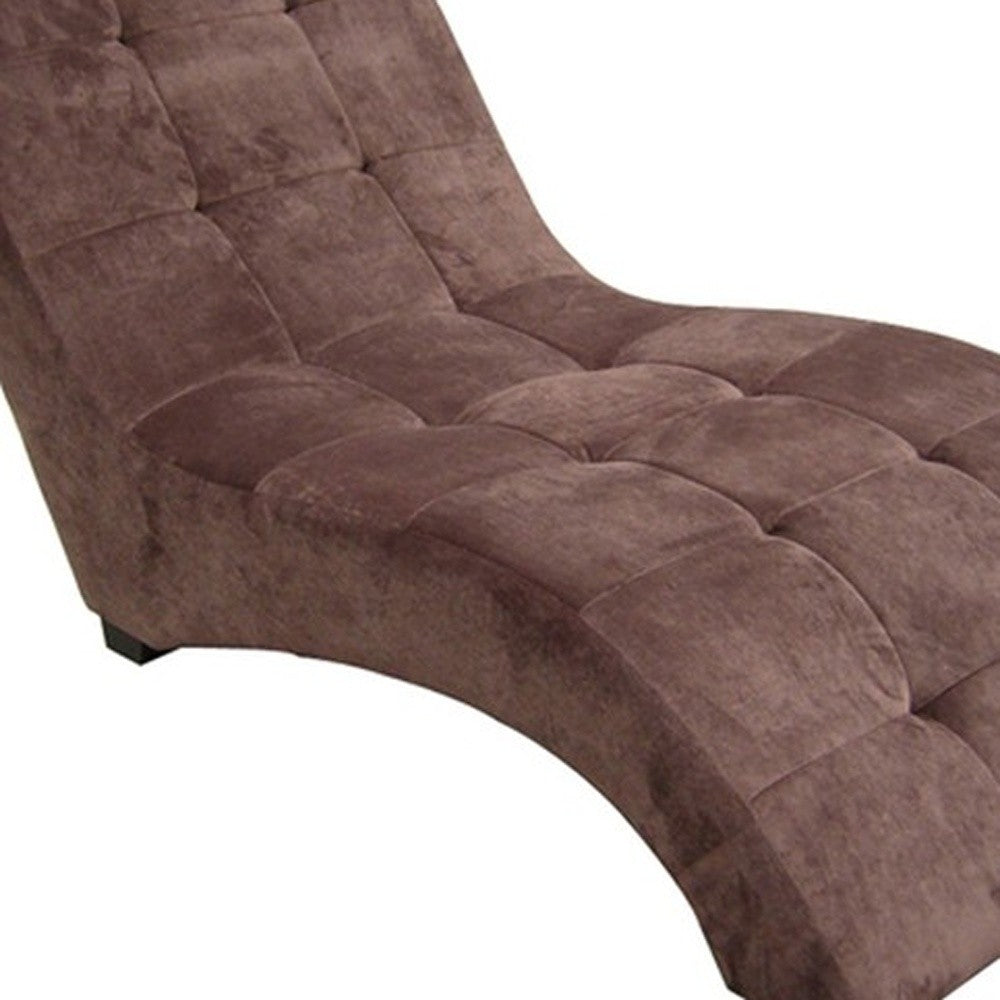 HomeRoots 52" Faux Suede Curved Chaise Lounge Accent Chair in Brown Finish