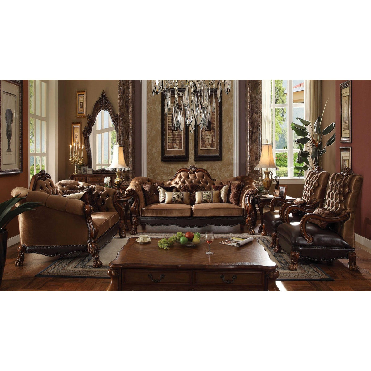 HomeRoots 54' x 36' x 20' Cherry Oak Wood Coffee Table