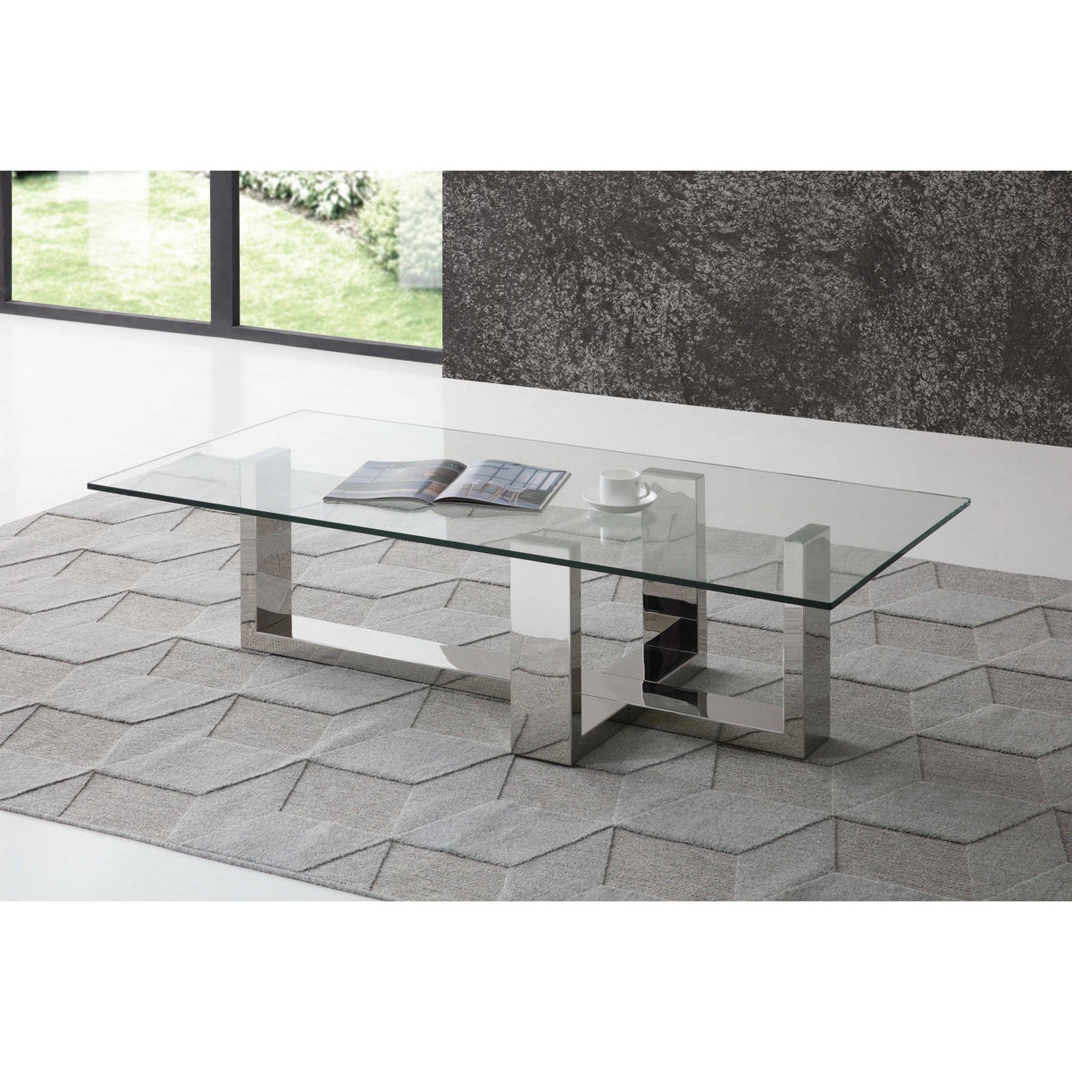 HomeRoots 59 x 28 x 16 Clear Glass Coffee Table