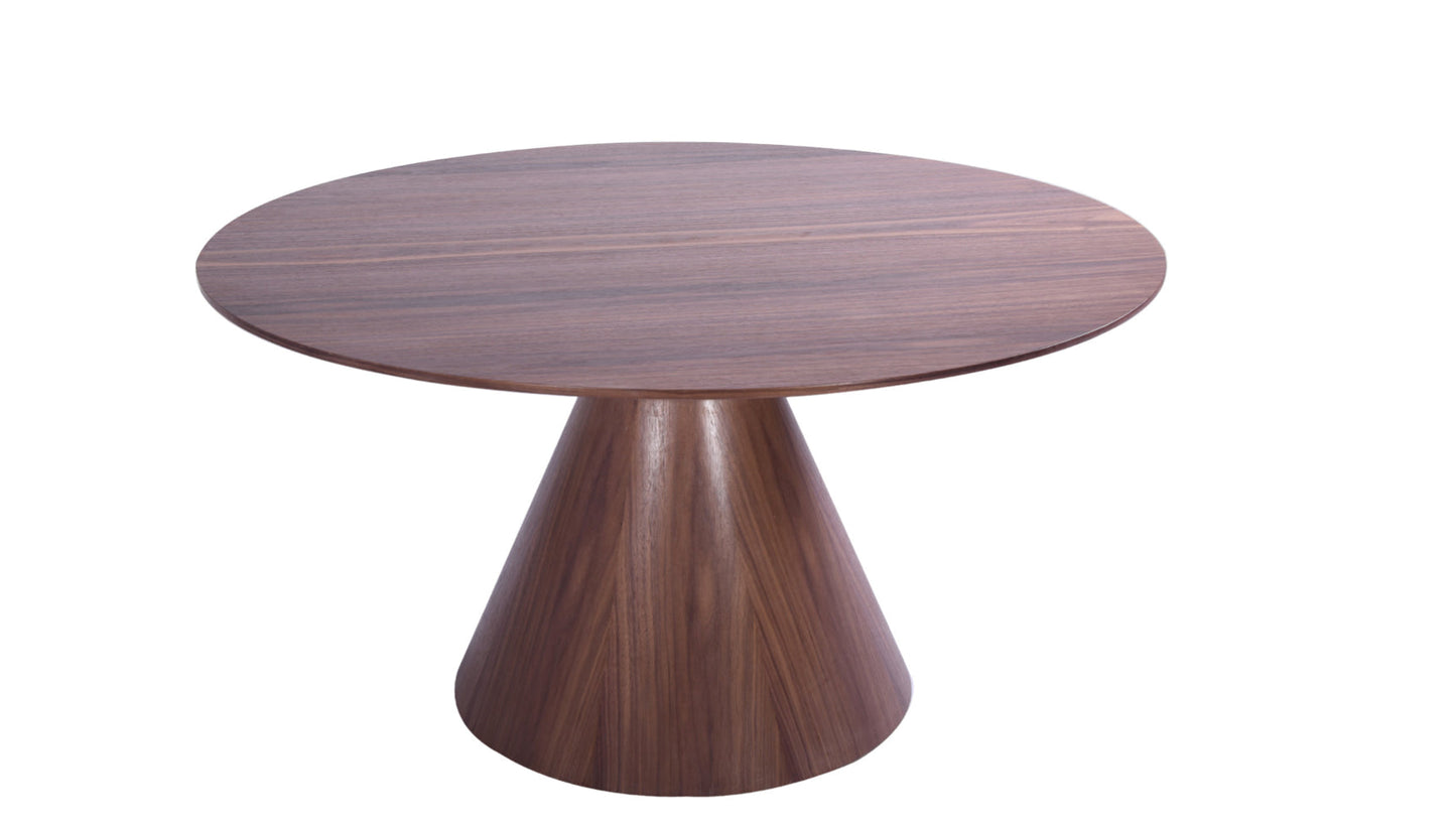 HomeRoots 59 x 59 x 30 Walnut Veneer Dining Table