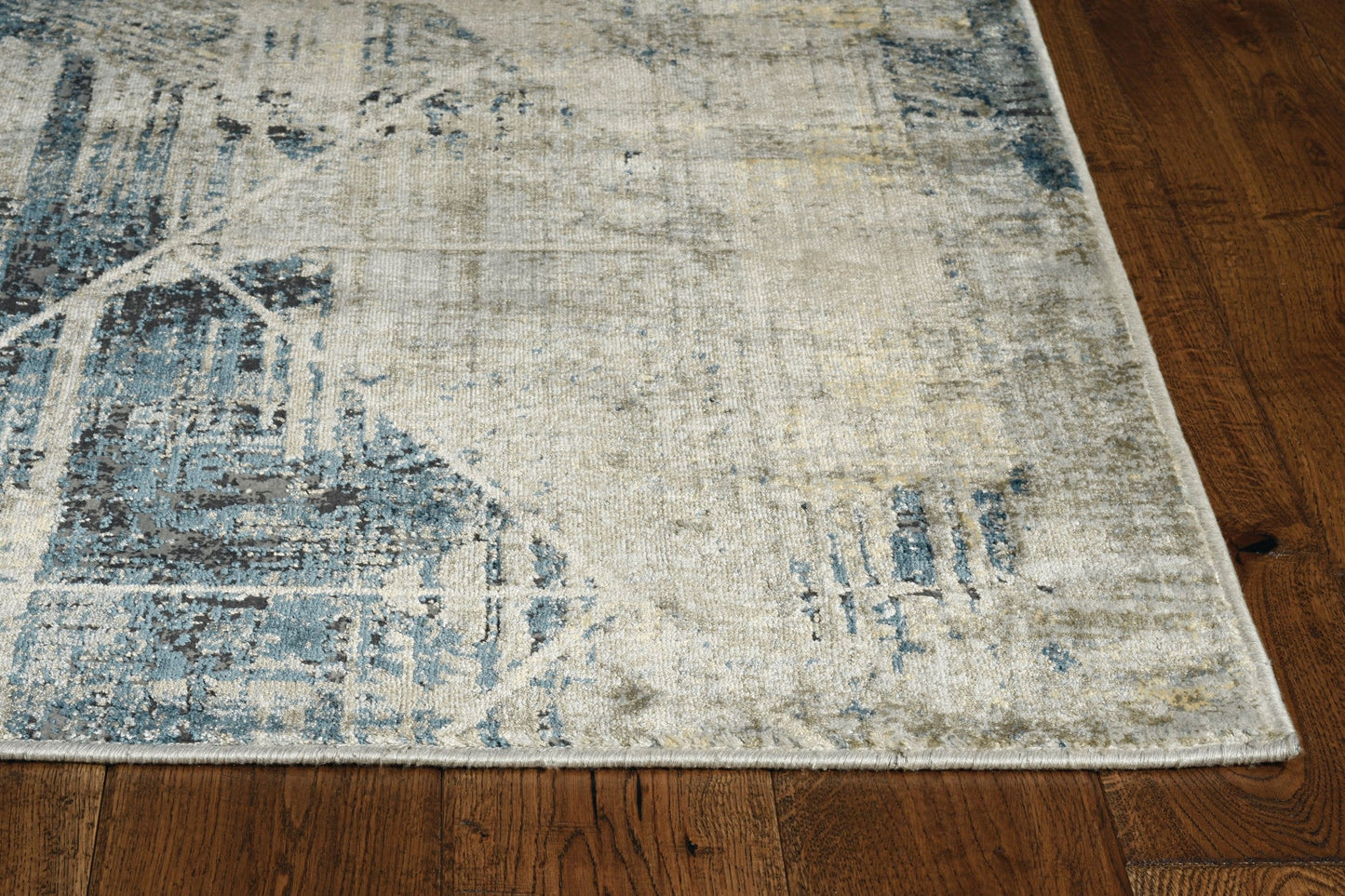HomeRoots 5'x8' Grey Blue Machine Woven Abstract Geometric Indoor Area Rug
