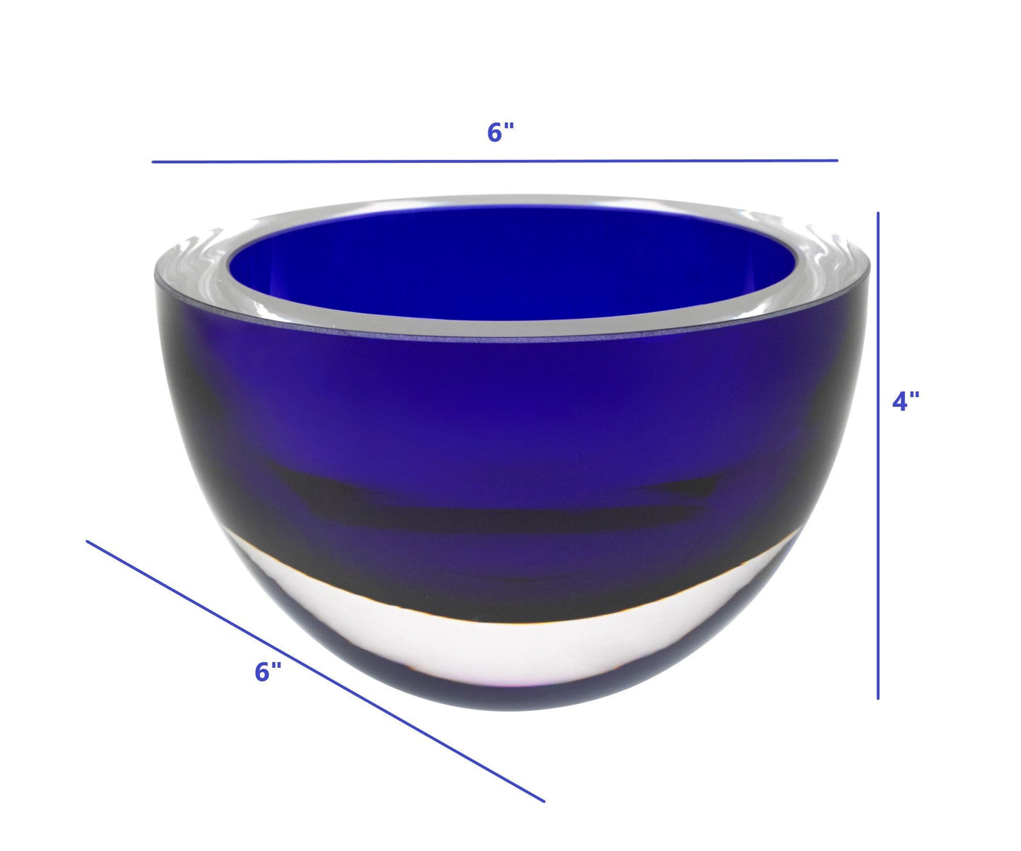 HomeRoots 6-Mouth Blown European Made Lead Free Cobalt Blue Crystal Bowl