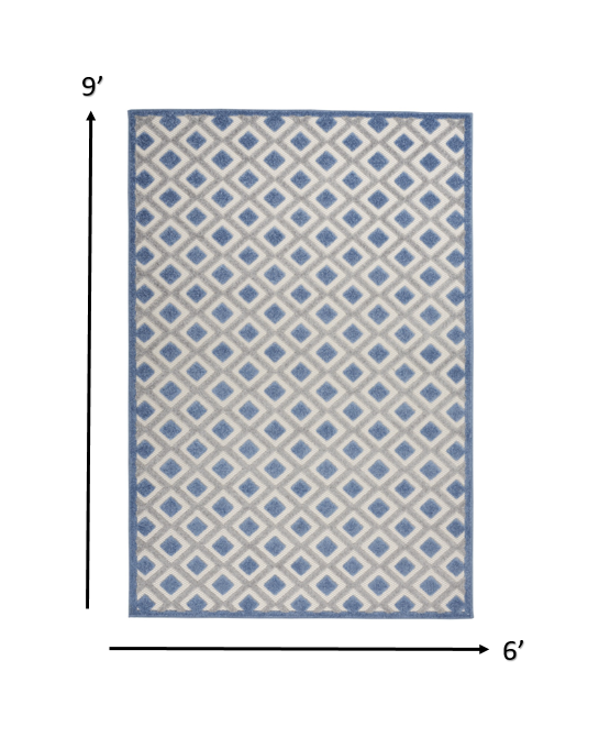 HomeRoots 6' x 9' Blue and Gray Indoor Outdoor Area Rug