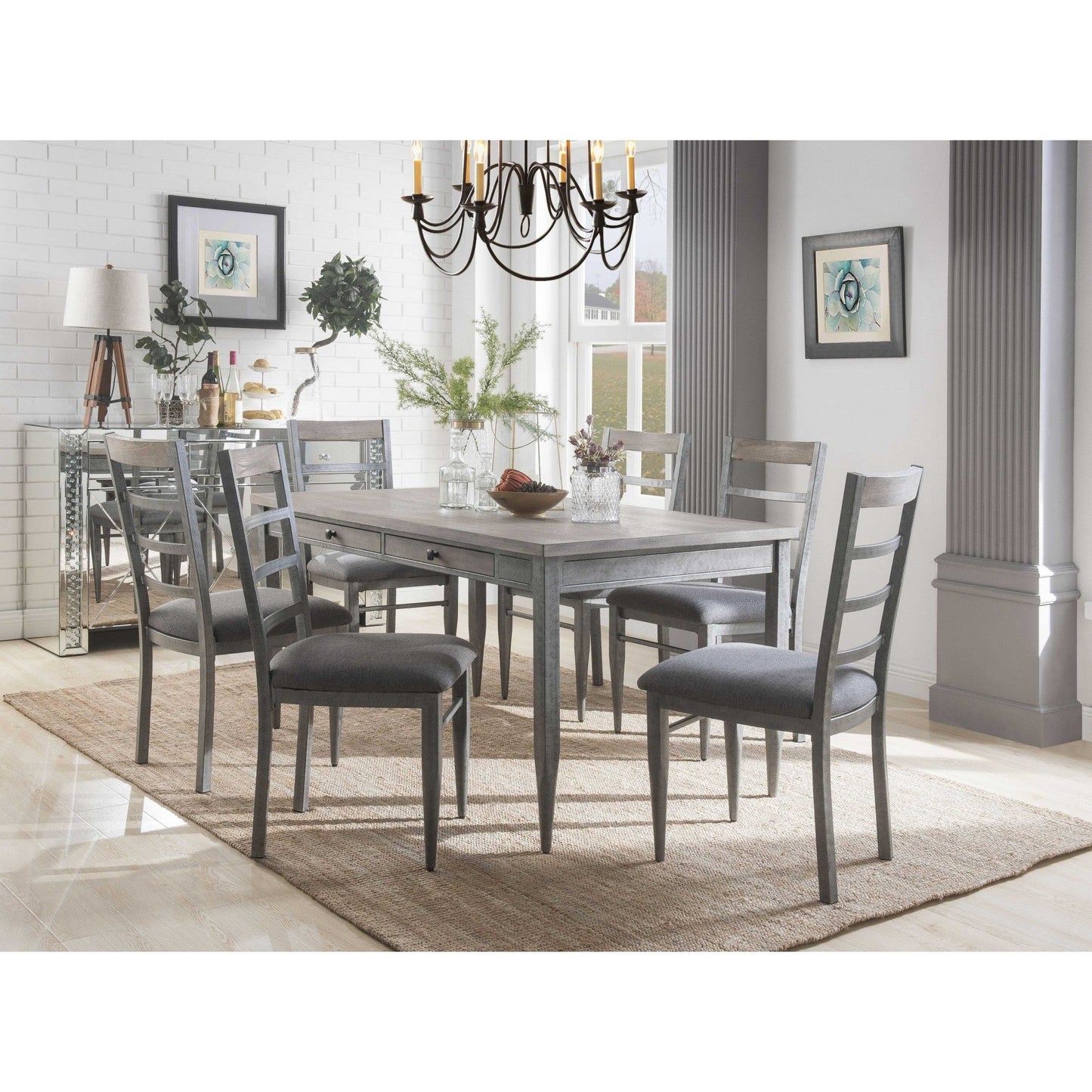 HomeRoots 60" x 36" x 30" Dining Table In Gray Oak And Antique Gray Finish