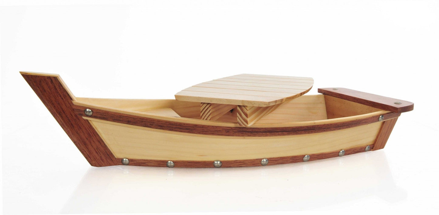 HomeRoots 6.25" x 16.75" x 3.37" Small Wooden Sushi Boat Serving Tray