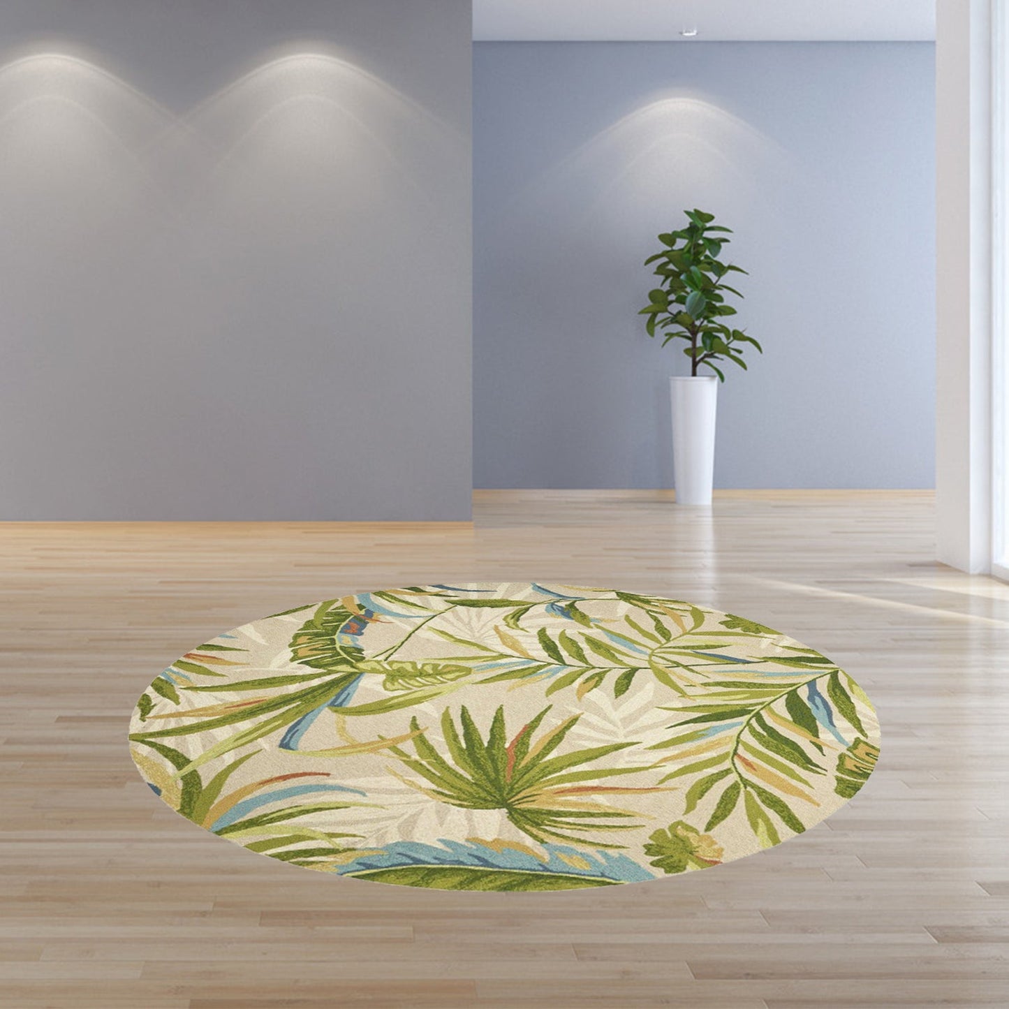 HomeRoots 7' Round UV-treated Polypropylene Sand Area Rug
