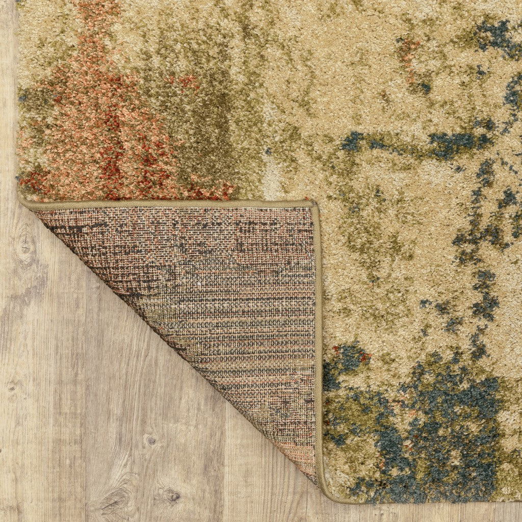 HomeRoots 7' x 10' Beige Blue Machine Woven Abstract Indoor Area Rug