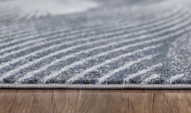 HomeRoots 7' x 10' Gray Blue Abstract Waves Modern Area Rug