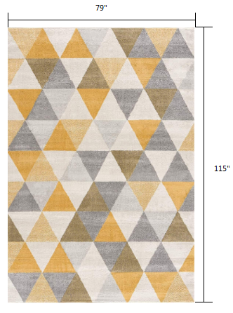 HomeRoots 7’ x 10’ Triangular Lattice Area Rug in Yellow Finish