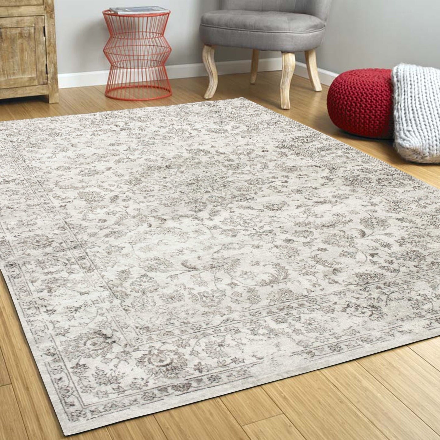 HomeRoots 7' x 11' Viscose Silver Area Rug