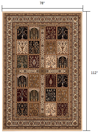 HomeRoots 7' x 9' Cream Traditional Decorative Area Rug