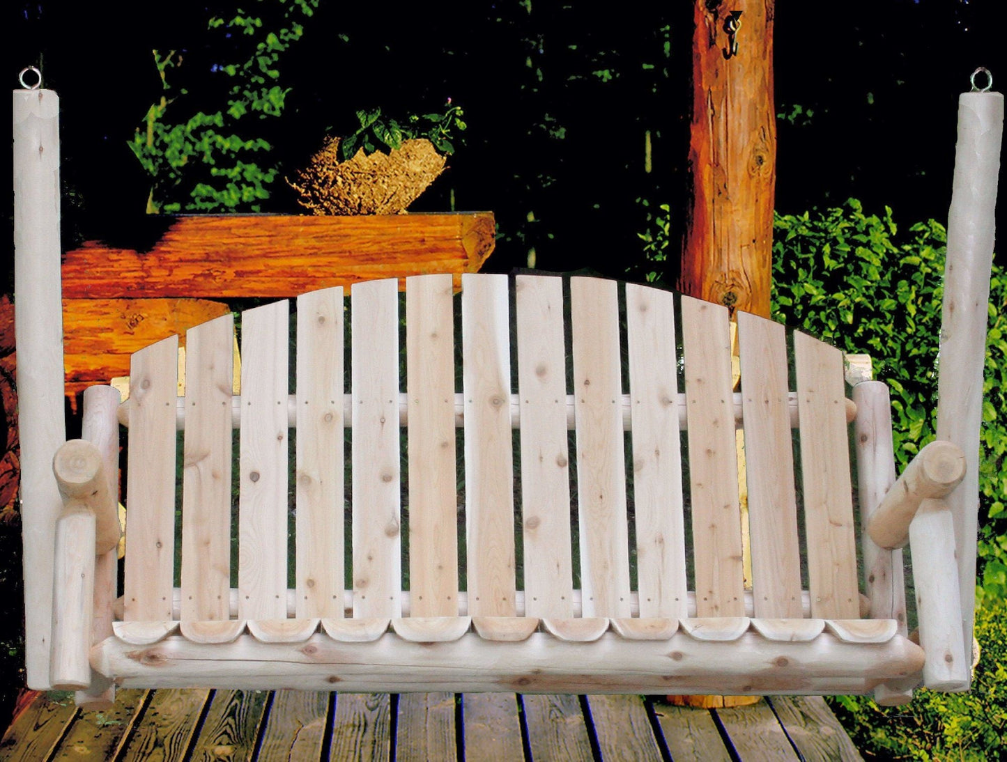 HomeRoots 71" Solid Wood Swing Chair in Natural Finish