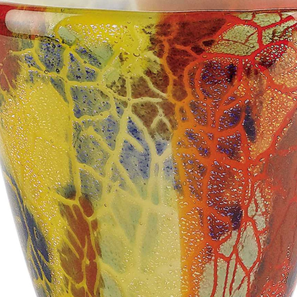 HomeRoots 8 MultiColor Art Glass Oval Vase