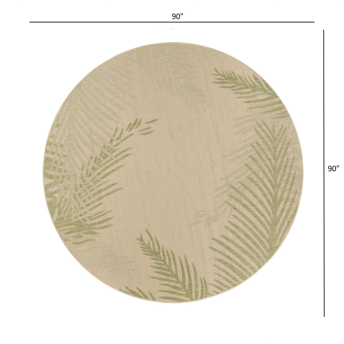 HomeRoots 8' Round Green Palms Indoor Outdoor Area Rug