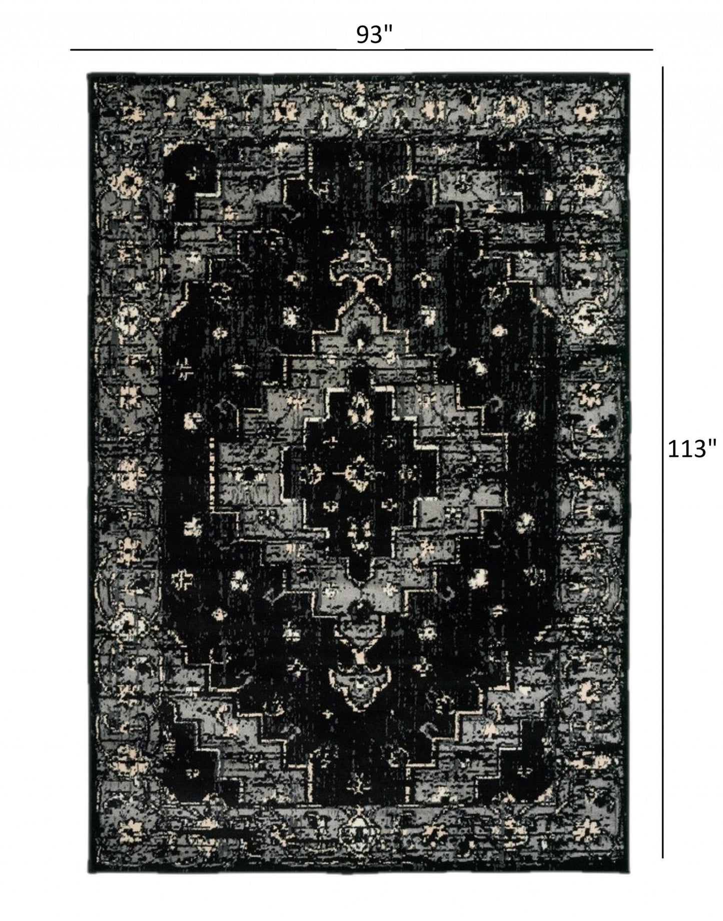 HomeRoots 8' x 10' Black Medallion Oriental Area Rug
