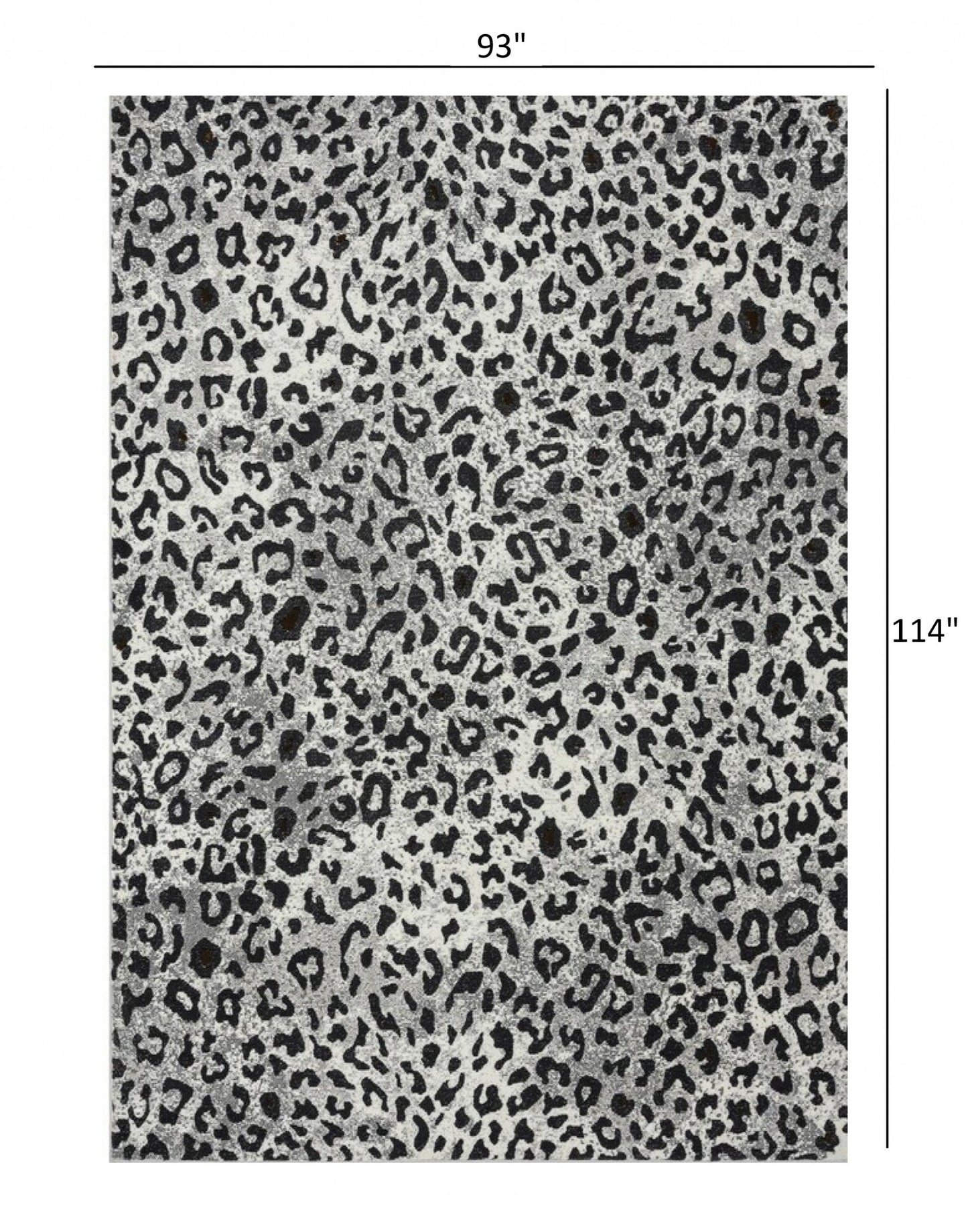 HomeRoots 8' x 10' Black and Gray Animal Print Area Rug