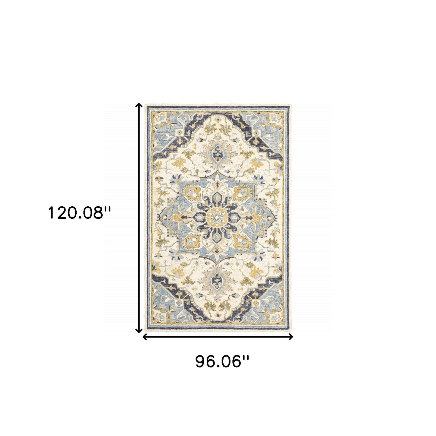 HomeRoots 8' x 10' Blue and Ivory Bohemian Rug