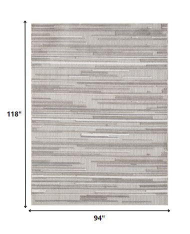 HomeRoots 8' x 10' Gray Abstract Striped Indoor Outdoor Area Rug