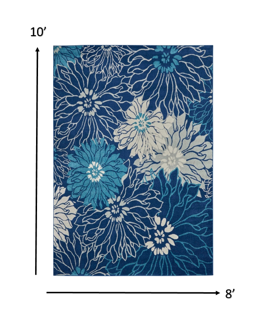 HomeRoots 8' x 10' Navy and Ivory Floral Area Rug