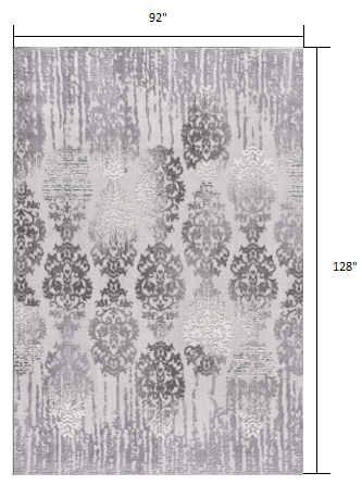 HomeRoots 8' x 11' Gray Dripping Damask Area Rug