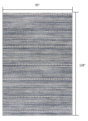 HomeRoots 8' x 11' Navy Blue Decorative Stripes Area Rug