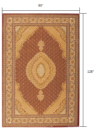 HomeRoots 8' x 11' Red and Beige Medallion Area Rug