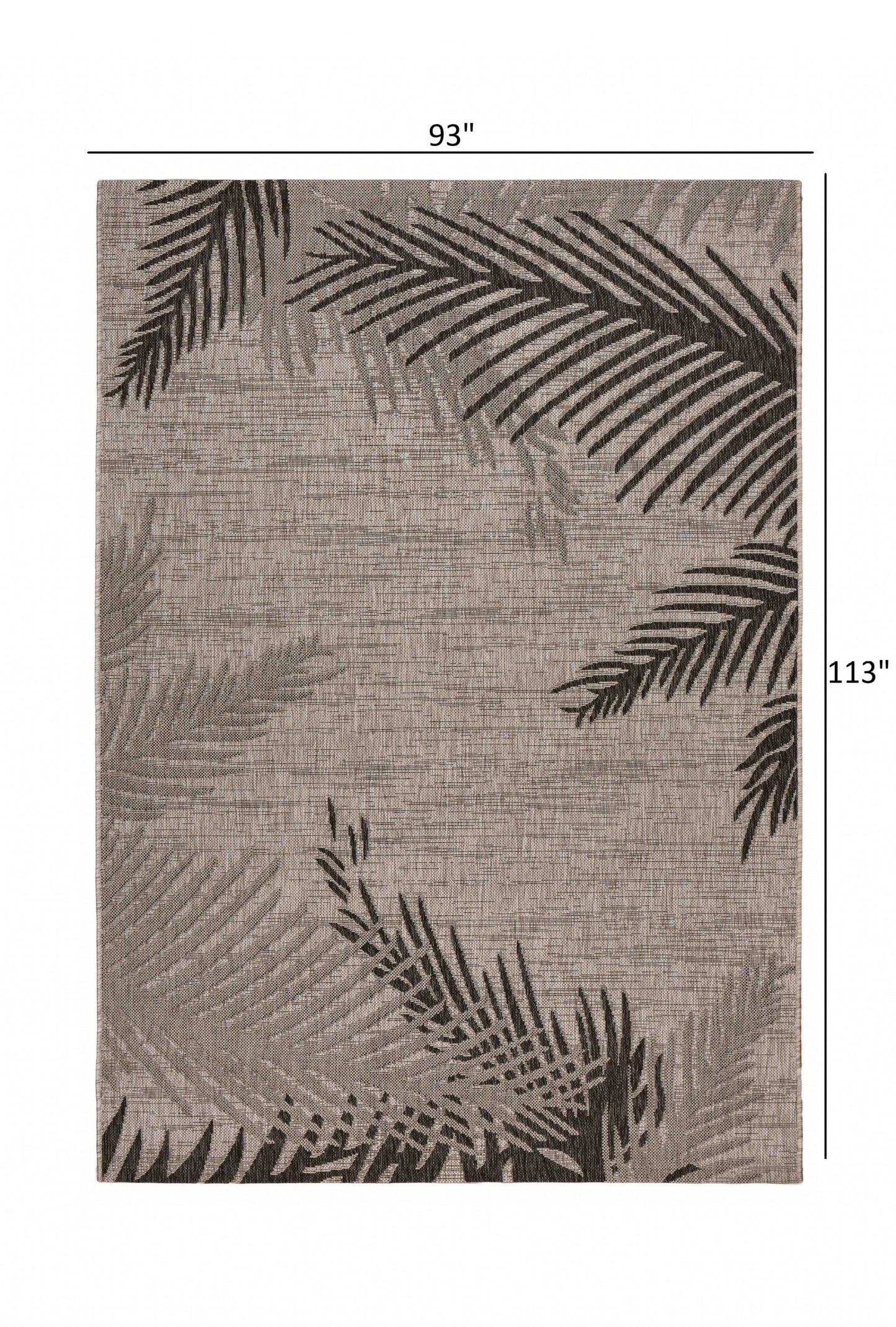 HomeRoots 8’ x 9’ Palm Leaves Indoor Outdoor Scatter Rug in Beige Finish