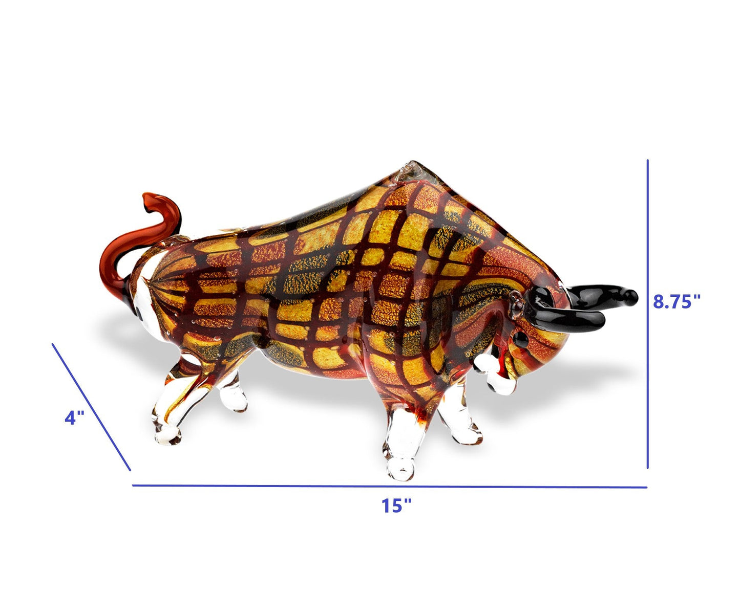 HomeRoots 9 MultiColor Large Bull Art Glass