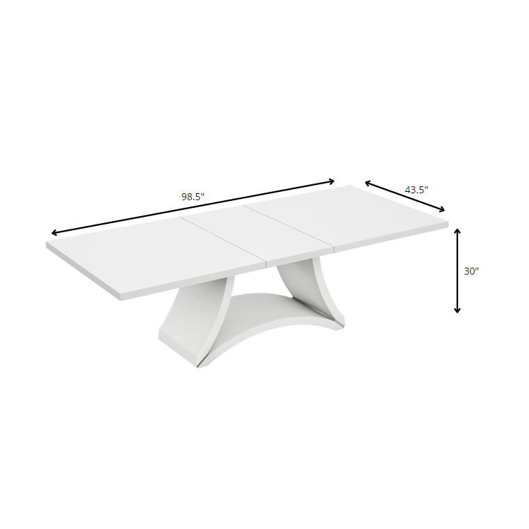 HomeRoots 98.5" x 43.5" x 30" White Dining Table And 6" Chair Set