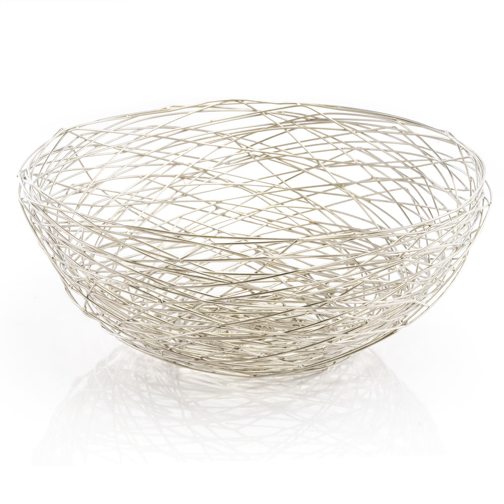 HomeRoots Abstract Wire Centerpiece Bowl in Silver Finish