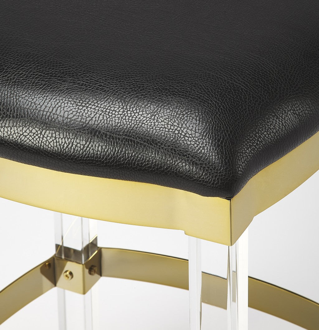 HomeRoots Acrylic And Black Leather Counter Stool