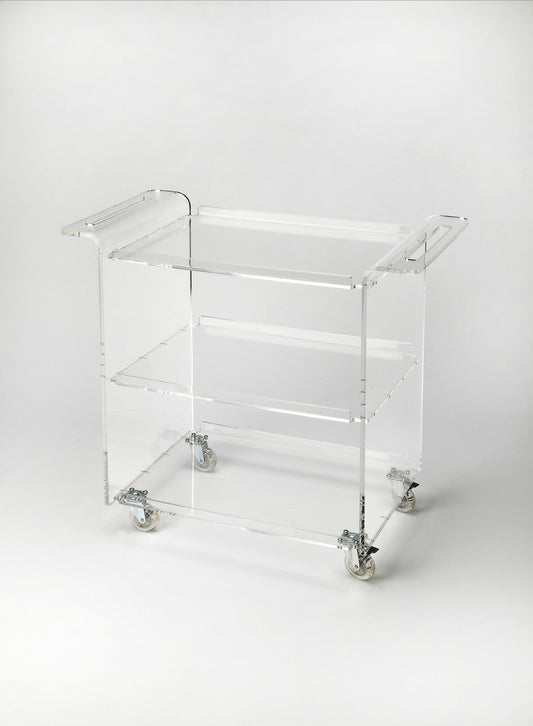 HomeRoots Acrylic Rolling Server Bar Cart With Clear Finish
