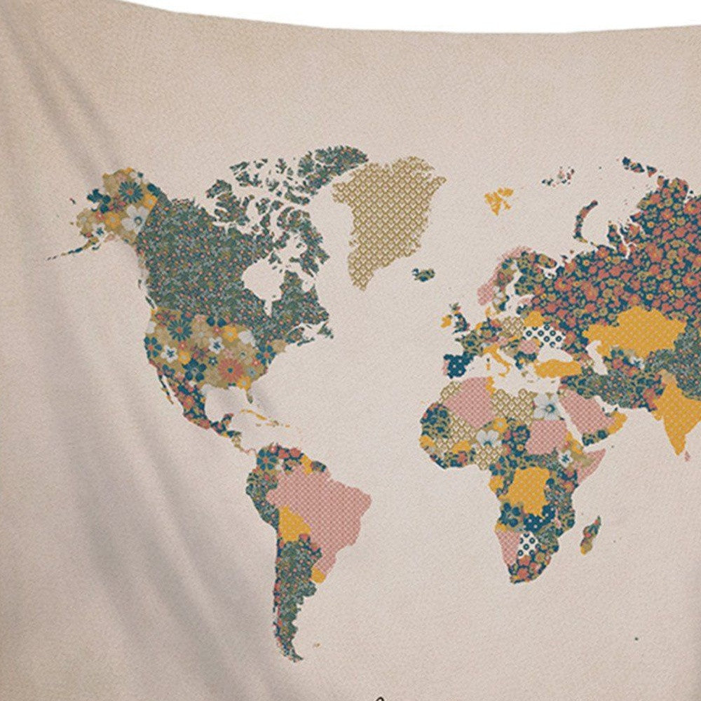 HomeRoots Adventure Awaits World Map Wall Hanging Tapestry