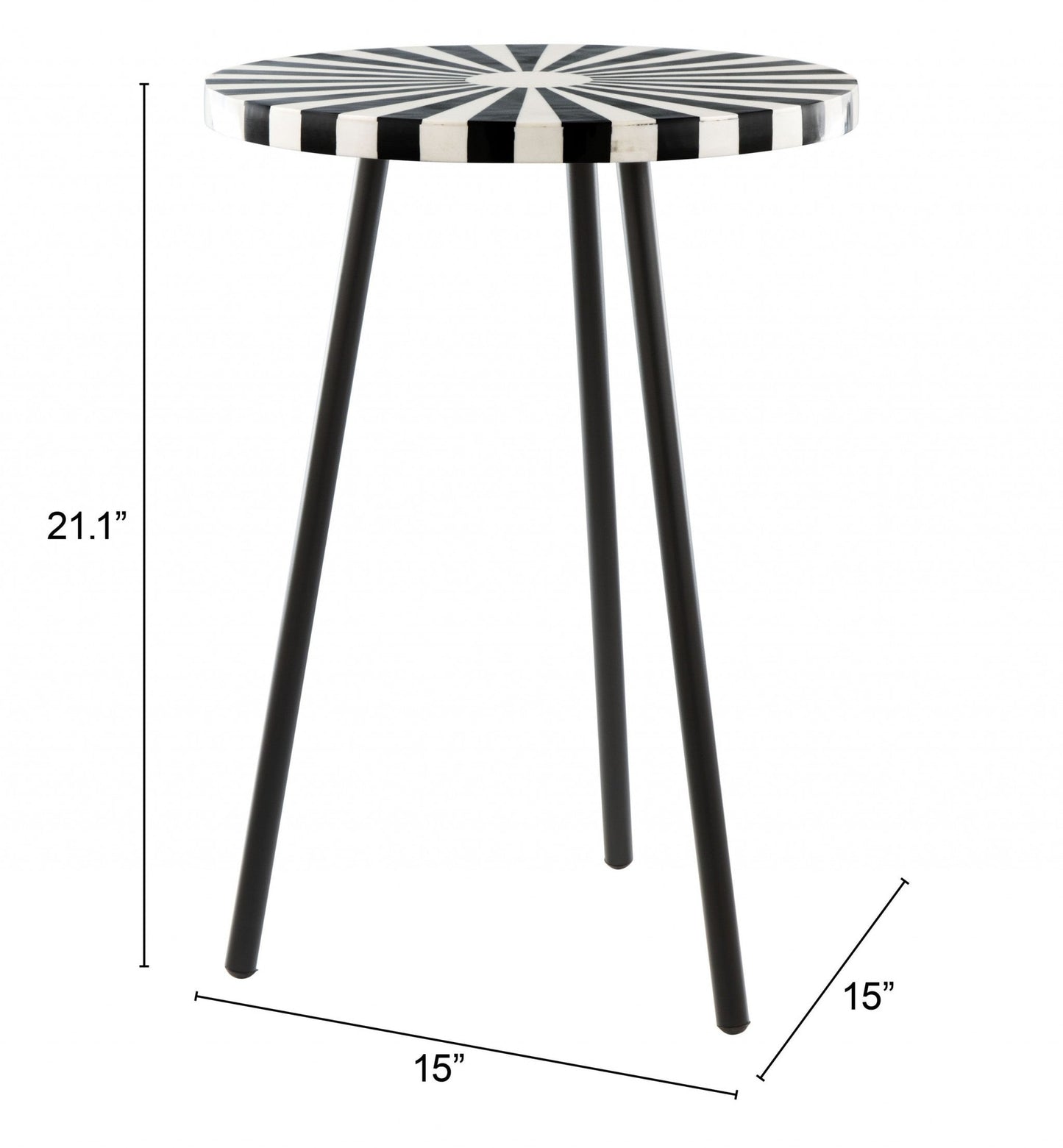 HomeRoots Alice Black and White Bold Side Table